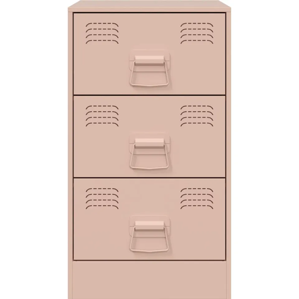 vidaXL Nachtkastjes 2 st 34,5x39x62 cm staal roze