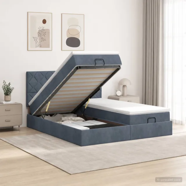 vidaXL Ottoman bed met matras met hoofdeinde 2 st Donkergrijs Fluweel