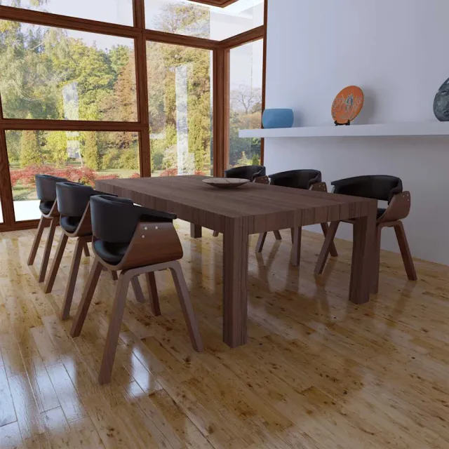 vidaXL Eetkamerstoelen 6 st gebogen hout en kunstleer Zwart