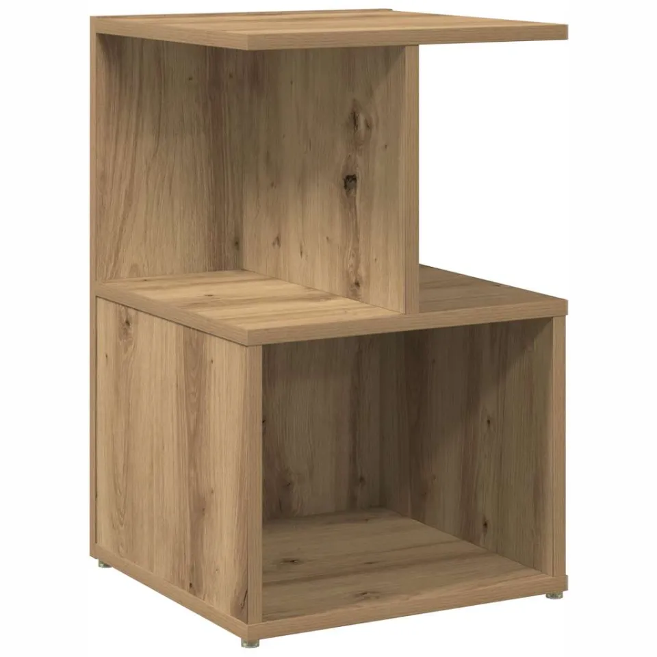 vidaXL Nachtkastje 35x35x55 cm bewerkt hout artisanaal eikenkleur Bruin