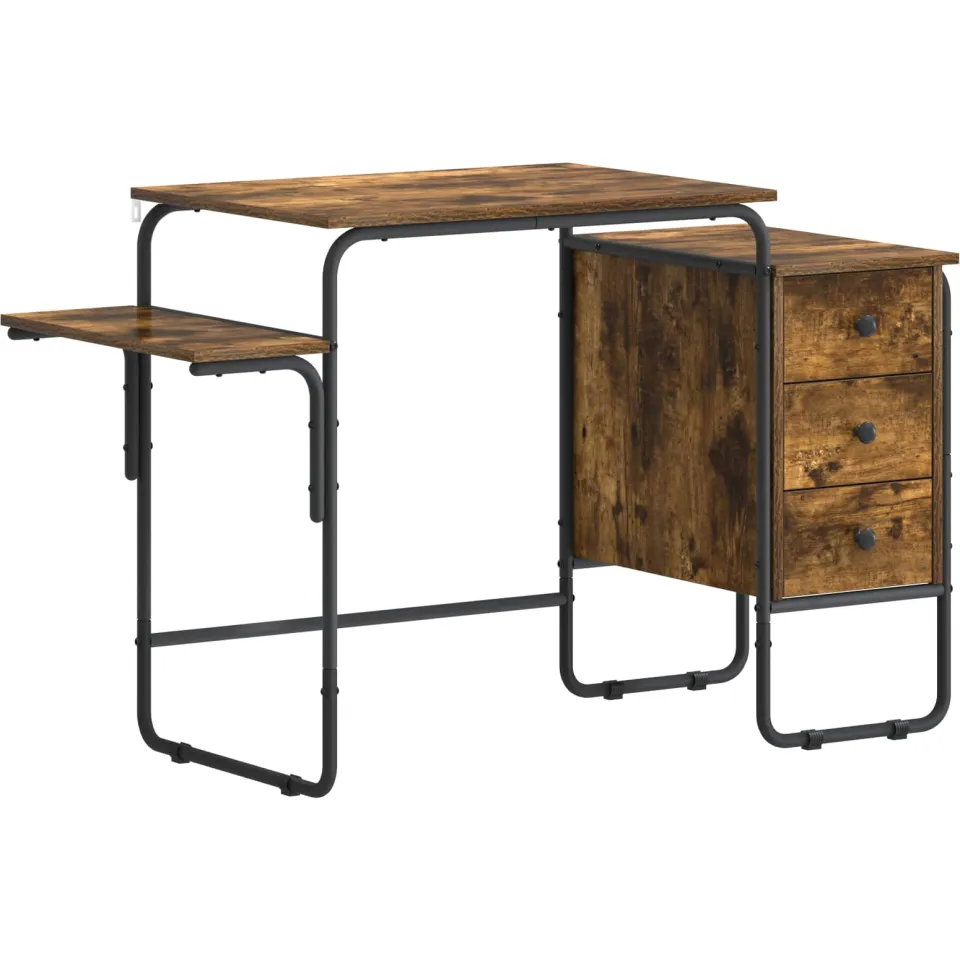 vidaXL Bureau met opbergruimte Gerookt eiken 120 x 50 x 75 cm, foto 3