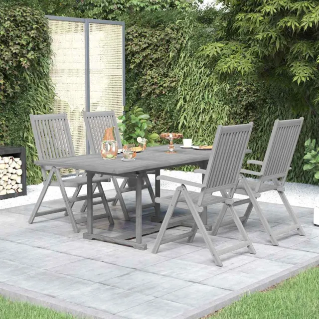vidaXL 5-delige Tuinset massief acaciahout grijs, foto 2
