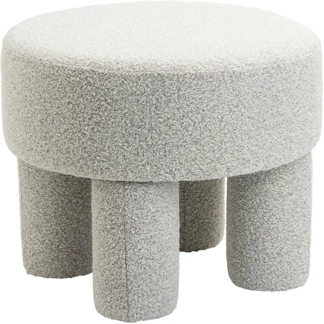 Nest of Nora Poef bouclé - Voetenbank - Hocker - Wit / Grijs Beige