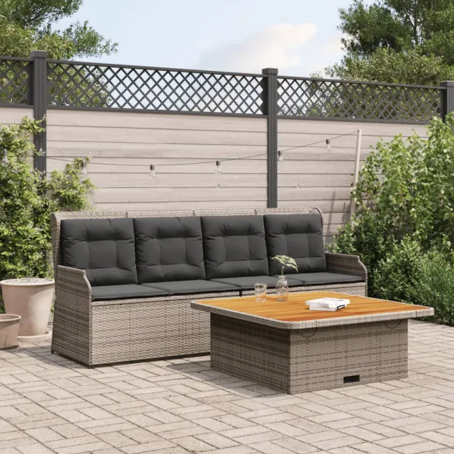 vidaXL 3-delige Loungeset met kussens poly rattan grijs, foto 2