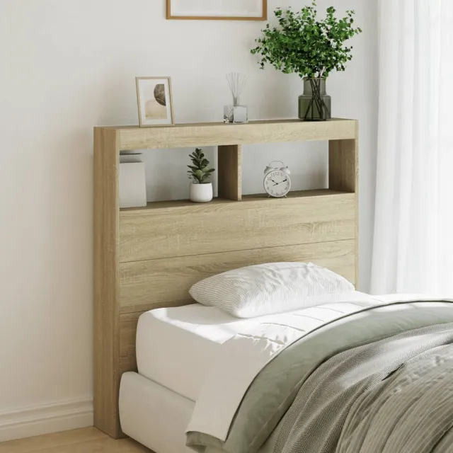 vidaXL Hoofdbordkast met LED-verlichting 100x17x102 cm sonoma eiken Bruin