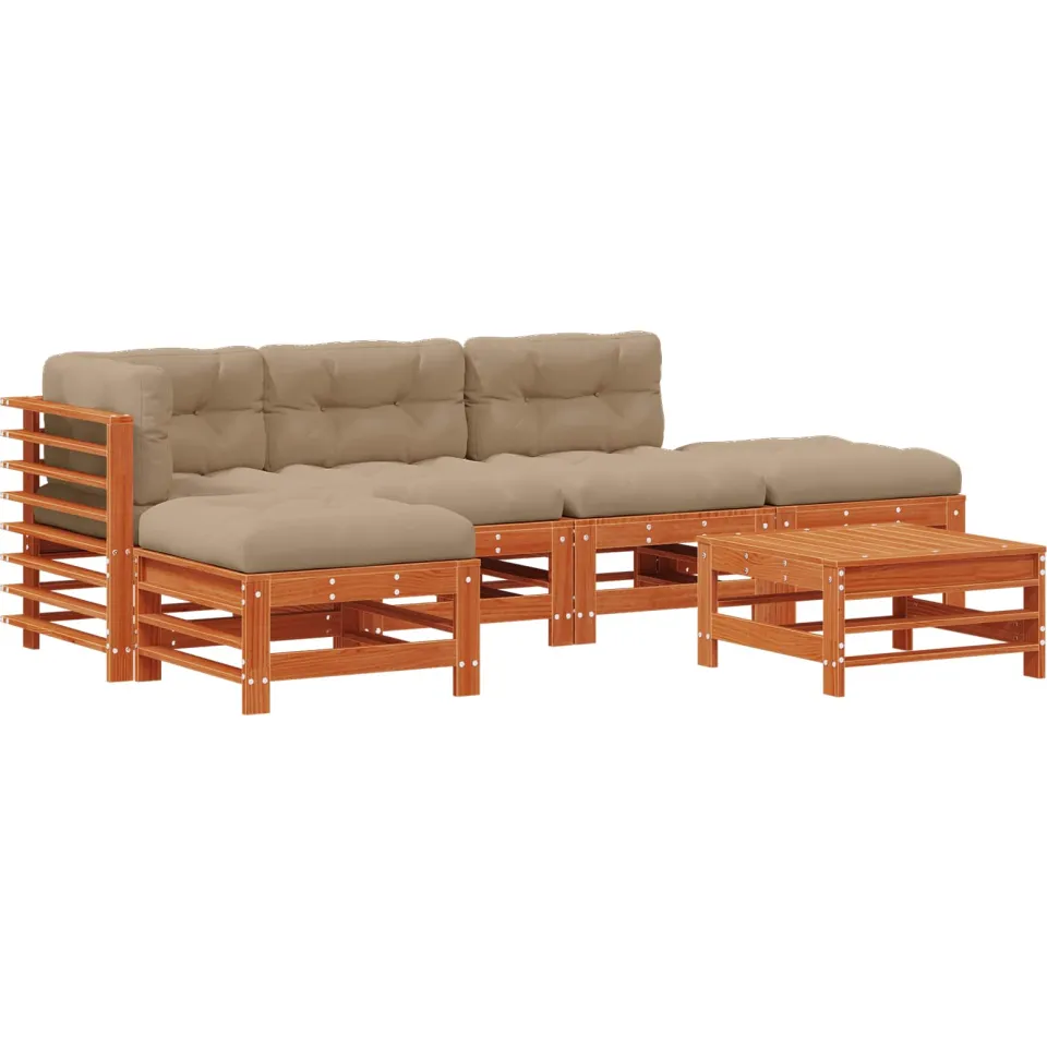 vidaXL Tuin loungeset 6 st Wasbruin Massief grenenhout bruin, foto 3