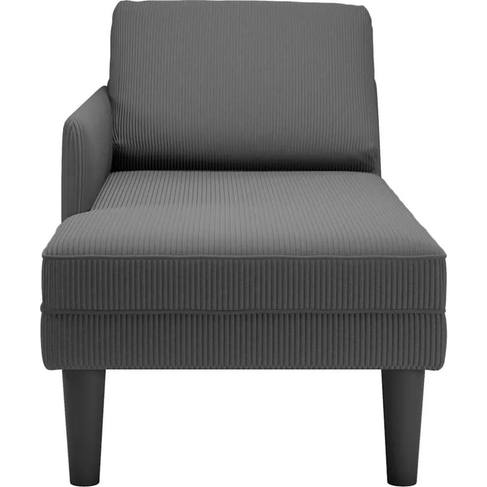 vidaXL Chaise longue met kussen corduroy stof donkergrijs grijs, foto 4