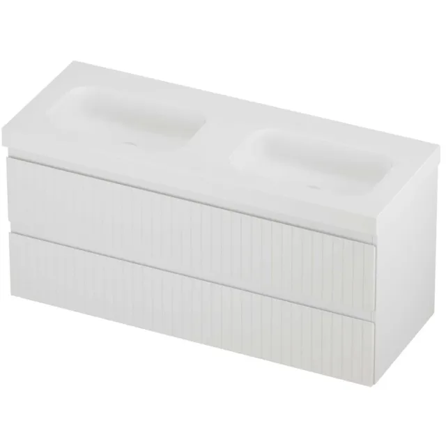 Proline Haga Badmeubelset Polystone Mezza Zonder Gat 120x46x58 cm Mat White Mat Wit