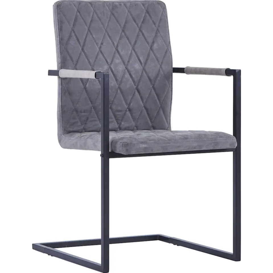 vidaXL Eetkamerstoelen 2 st kunstleer donkergrijs