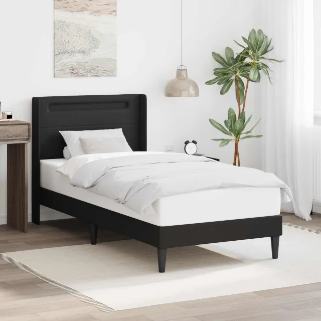 vidaXL Bedframe met LED-stripverlichting Zwart 100 x 200 cm Kunstleer
