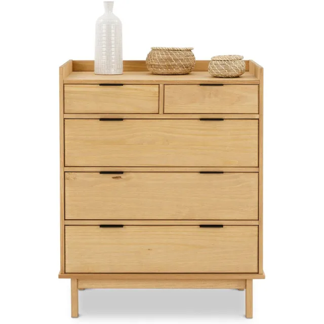 IDIMEX Commode TEPERA met 5 lades – Gebeitst/gewaxed bruin