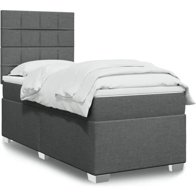 vidaXL Boxspring met matras stof donkergrijs 80x200 cm grijs