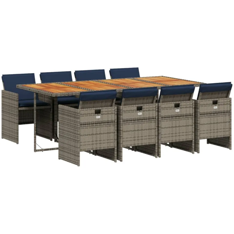 vidaXL 9-delige tuinset met kussens, grijs polyrotan, foto 3