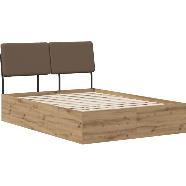 vidaXL Tweepersoonsbed met hoofdbord Artisan eiken en taupe Bruin