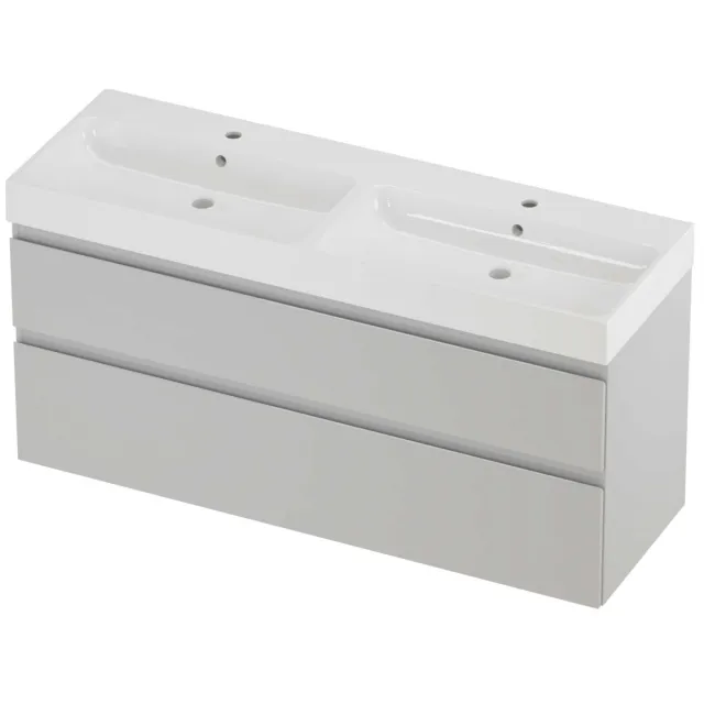 Proline Podium Badmeubelset Polystone Loft Dubbel 140x46x70 cm Glans Wit Glans Wit