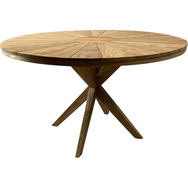 AVH-Collectie Cairo dining tuintafel 130 cm rond teakhout Bruin / Terre
