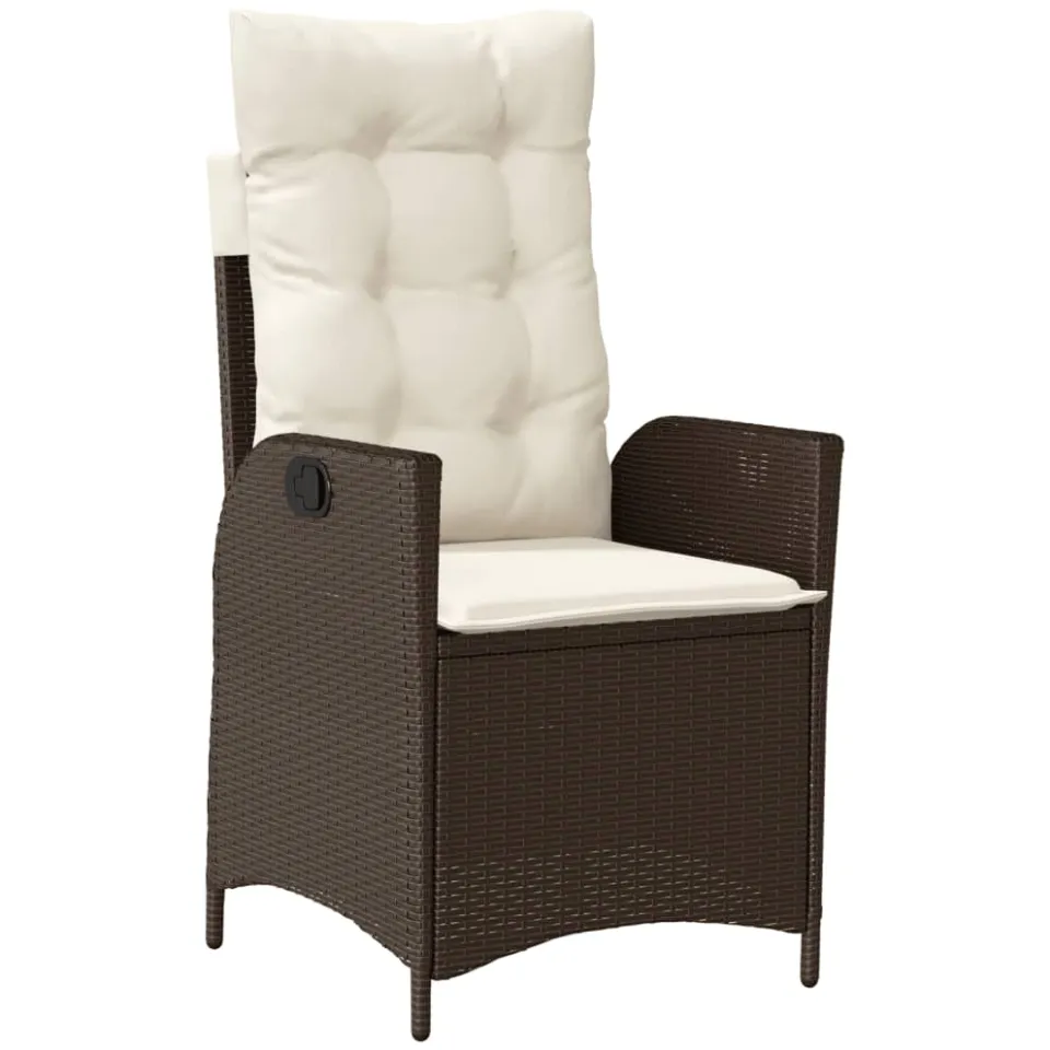 vidaXL 7-delige Tuinset met kussens poly rattan bruin