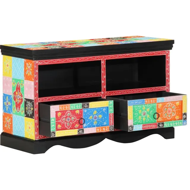 vidaXL TV-kast 80 x 35 x 50 cm Multikleur Massief Mango Hout meerkleurig
