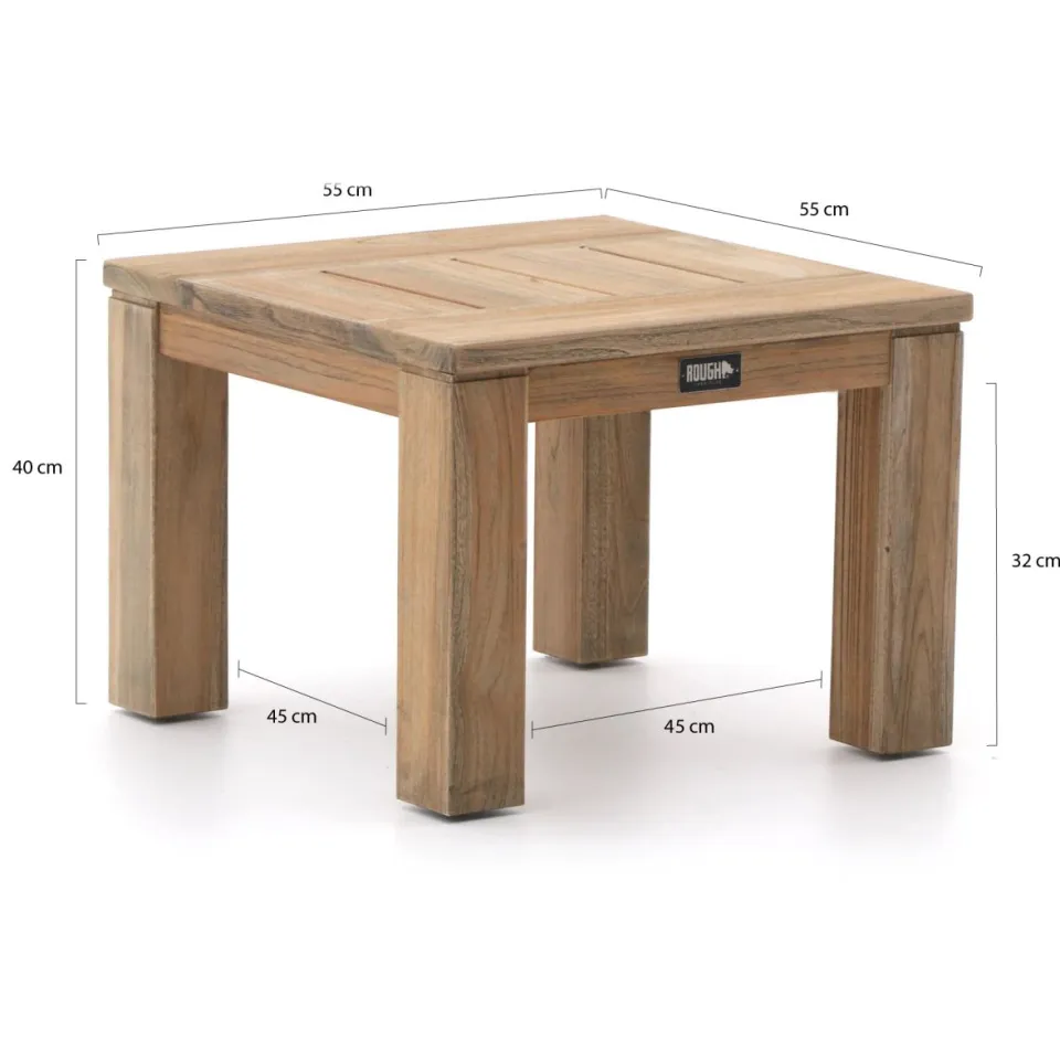 ROUGH Furniture ROUGH-X bijzet tuintafel 55x55x40cm bruin, foto 2