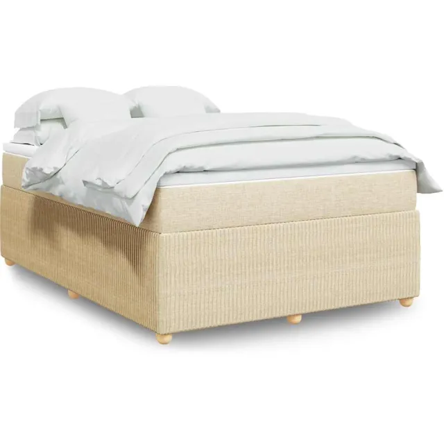 vidaXL Boxspring met matras stof crèmekleurig 140x200 cm