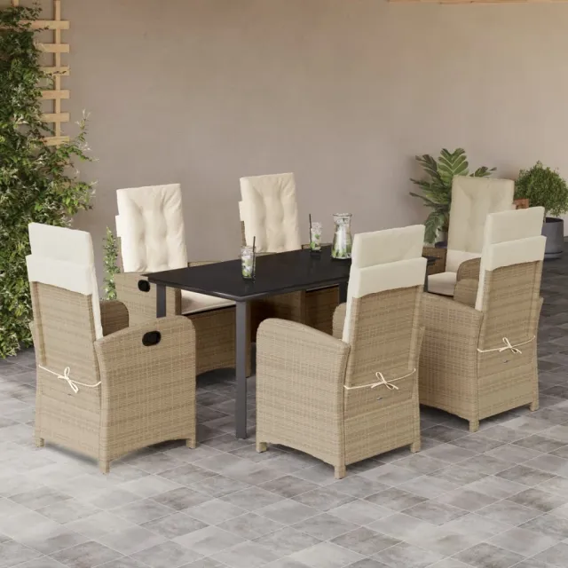vidaXL 7-delige Tuinset met kussens poly rattan beige, foto 2