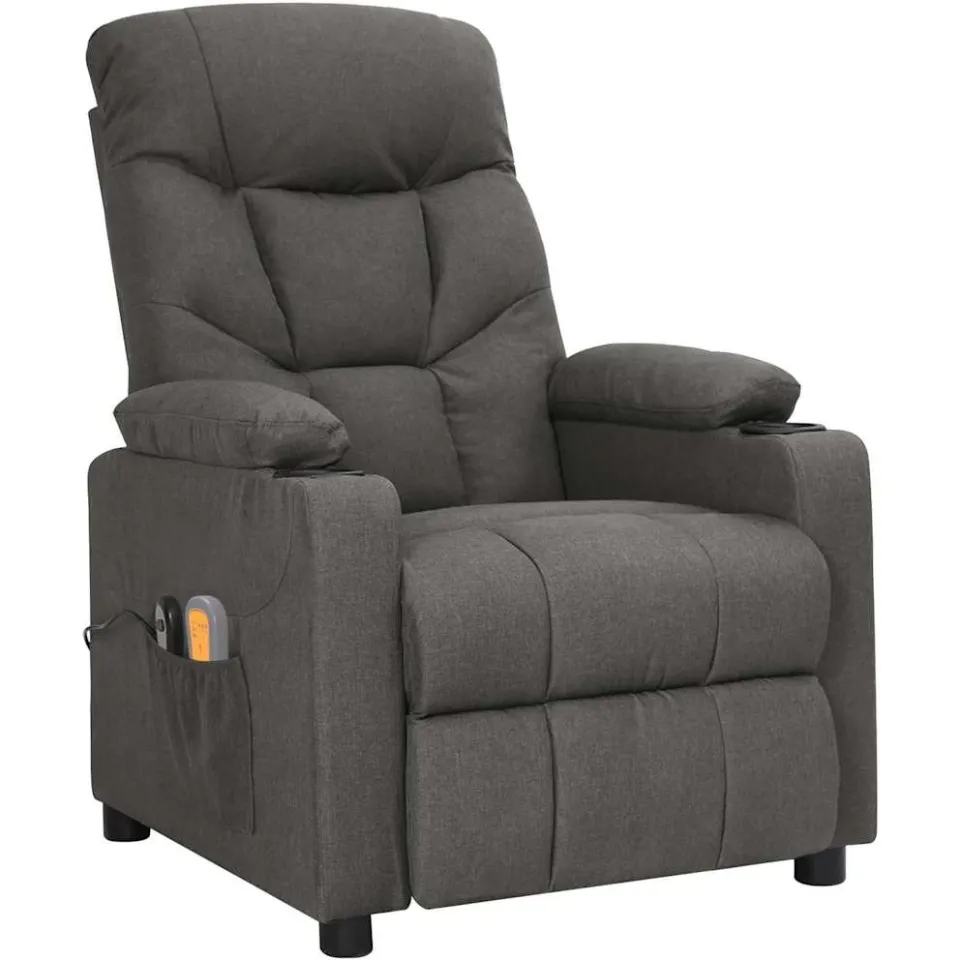 vidaXL Massagestoel elektrisch stof donkergrijs