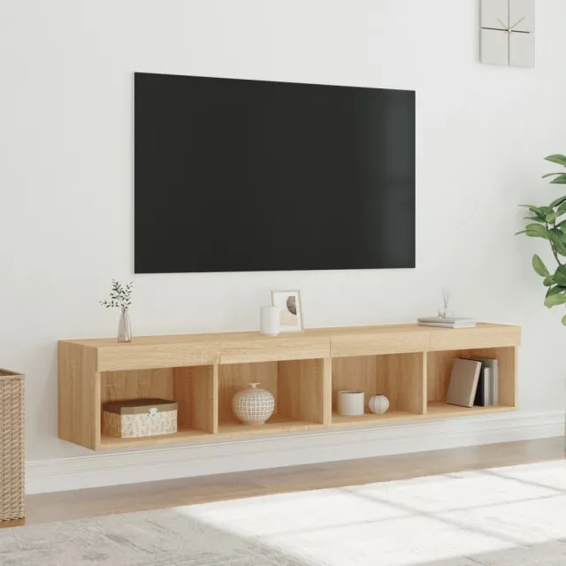 vidaXL Tv-meubels met LED-verlichting 2 st 80x30x30 cm sonoma eiken, foto 2