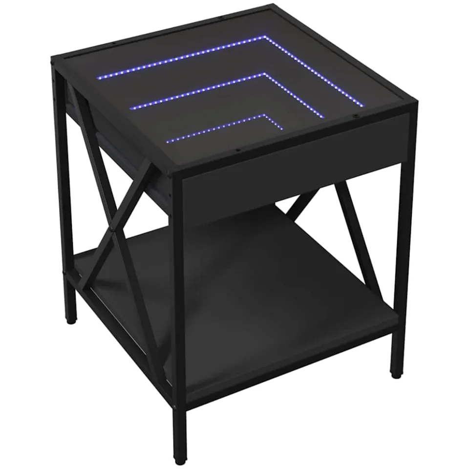 vidaXL Salontafel met Infinity LED 40x40x49 cm zwart