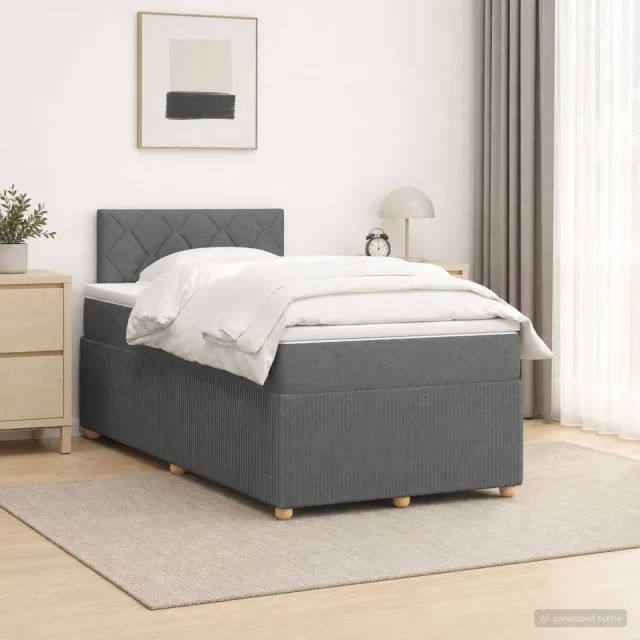 vidaXL Boxspringbed met matras Donkergrijs 120 x 200 cm Stof