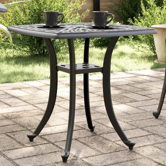 vidaXL Tuintafel 53x53x53 cm gietaluminium zwart, foto 2