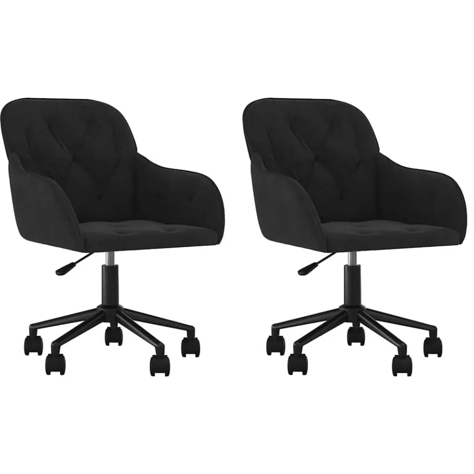 vidaXL Eetkamerstoelen draaibaar 2 st fluweel zwart, foto 3