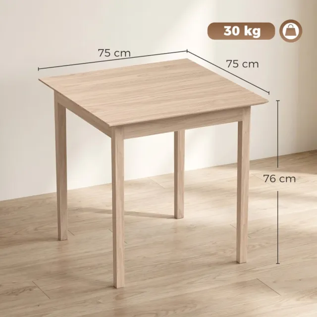 MODENUIT Eettafel - Vierkante Tafel Voor Twee Personen - Kleine Keuken - Hout - 75 x 75 x 76 Cm - Natureel Hout Natural Wood