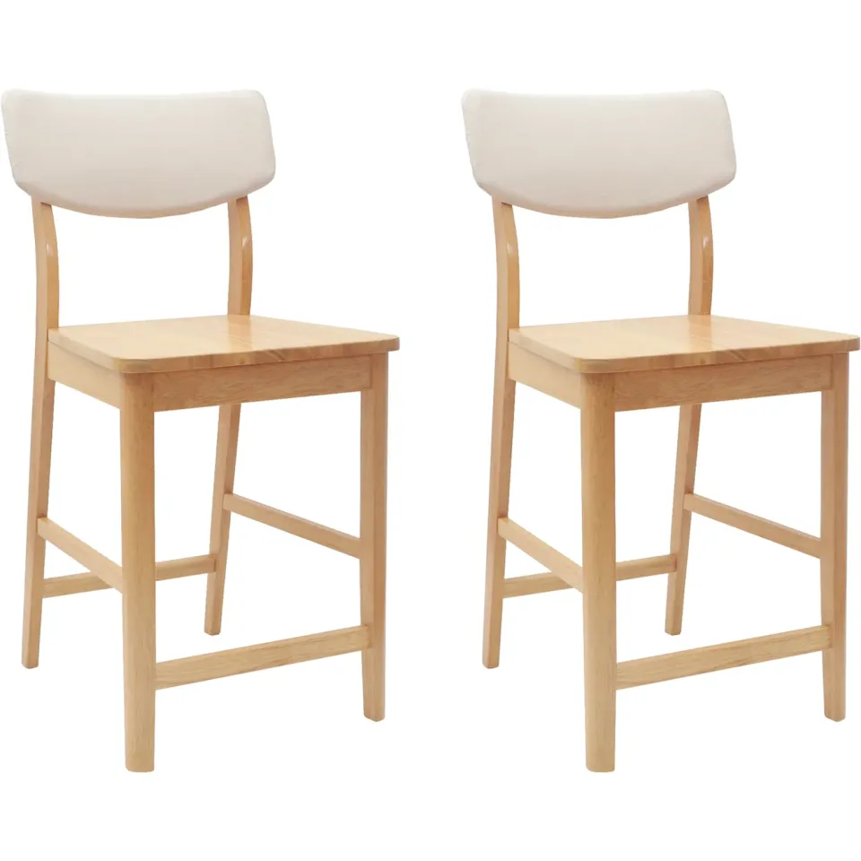 vidaXL Eettafelstoelen 2 st Massief Rubberhout Naturel 48 x 49 x 95 cm Bruin