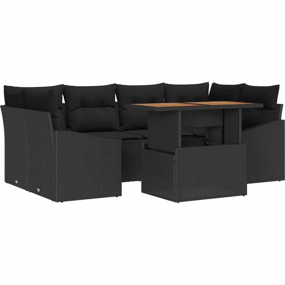 vidaXL Tuin Sofa Set 7 st Zwart Poly riet