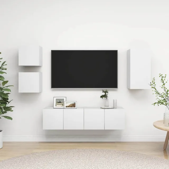 vidaXL 5-delige Tv-meubelset bewerkt hout wit, foto 2