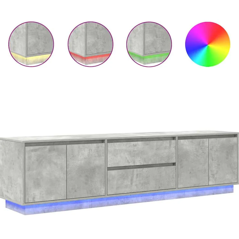 vidaXL Tv-meubel met LED-verlichting 193,5x41x50 cm betongrijs grijs, foto 4