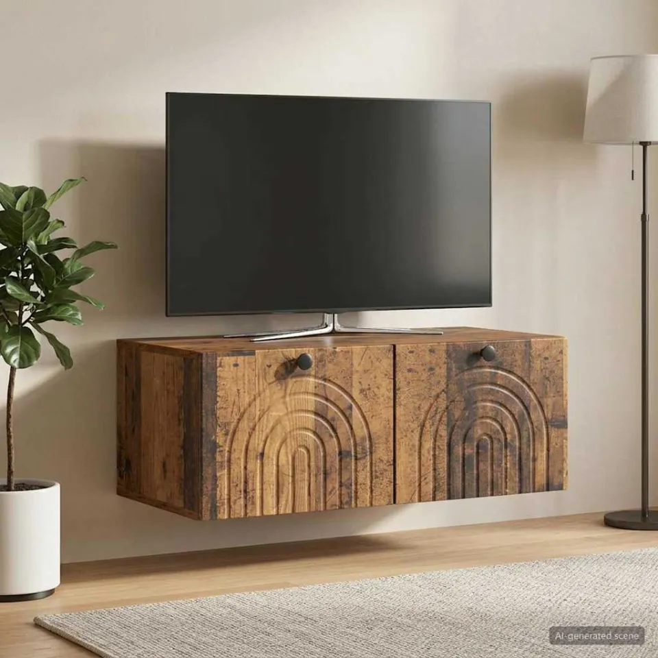 vidaXL Wandbeugel TV-kast Oud hout 78,5 x 41 x 30 cm Bewerkt hout bruin, foto 4