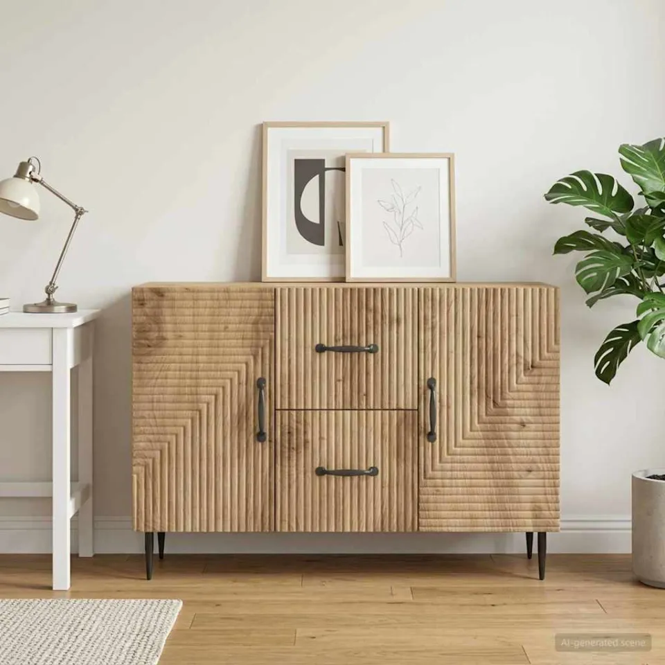 vidaXL Dressoir Artisanaal eiken 89 x 34,5 x 60 cm Bewerkt hout, foto 3