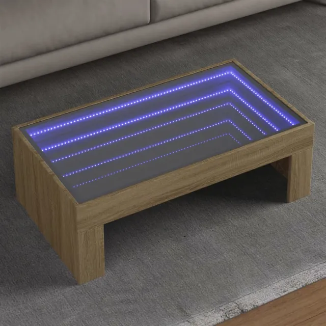 vidaXL Salontafel met Infinity LED 90x50x30 cm sonoma eikenkleurig, foto 2