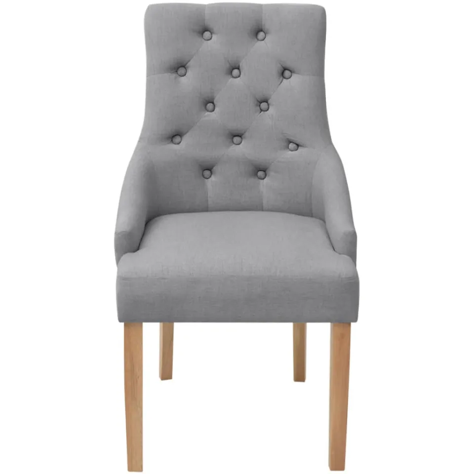 vidaXL Eetkamerstoelen 6 st stof lichtgrijs grijs, foto 3