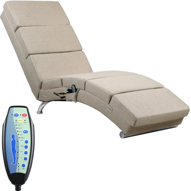 Casaria Relaxfauteuil - Massage en Verwarmingsfunctie - Zandkleur Beige