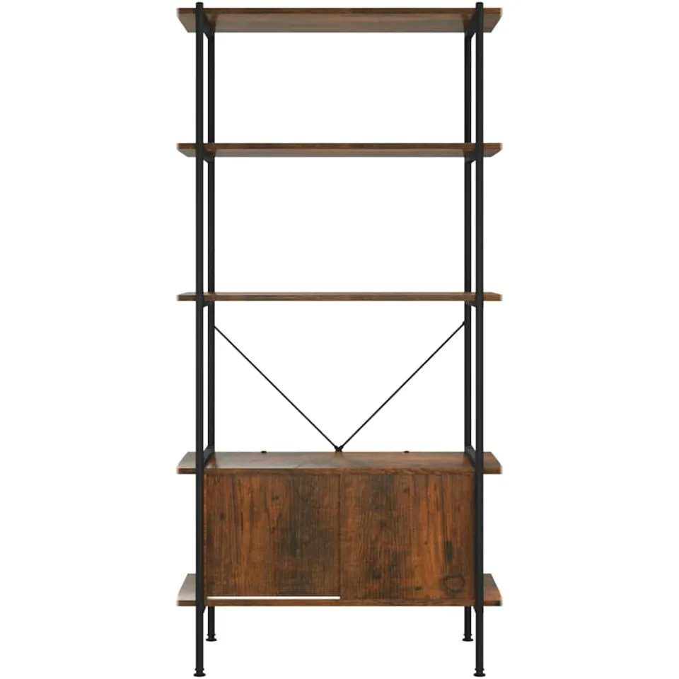 vidaXL Opbergrek 5-laags met kast 80x40x163 cm staal en bewerkt hout bruin, foto 2