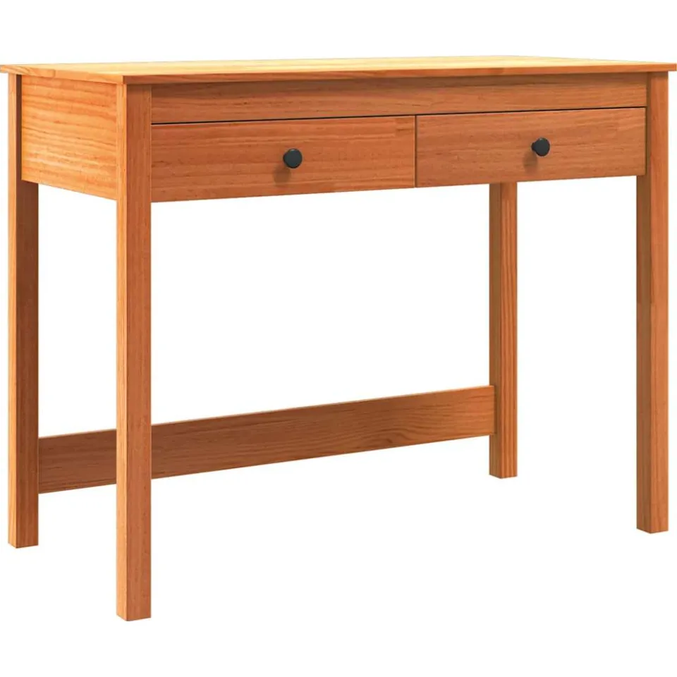 vidaXL Bureau Wasbruin 100 x 50 x 78 cm Massief grenenhout bruin, foto 3
