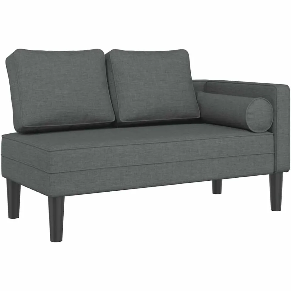 vidaXL Chaise longue met kussens stof donkergrijs grijs, foto 3