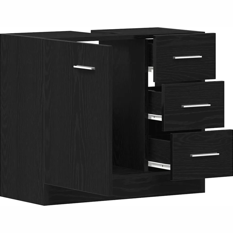 vidaXL Wastafelkast 63x30x54 cm spaanplaat zwart eikenkleurig, foto 4