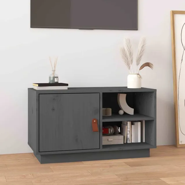 vidaXL Tv-meubel 70x34x40 cm massief grenenhout grijs, foto 2