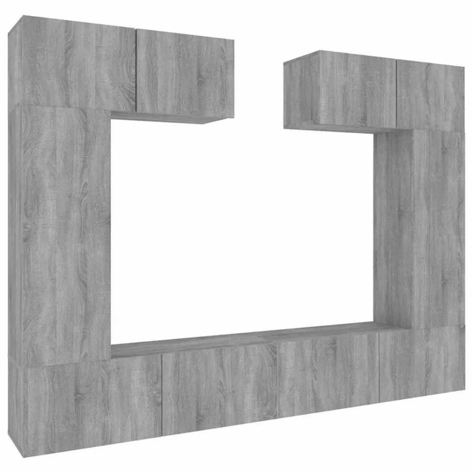 vidaXL 6-delige Tv-meubelset bewerkt hout grijs sonoma eikenkleurig