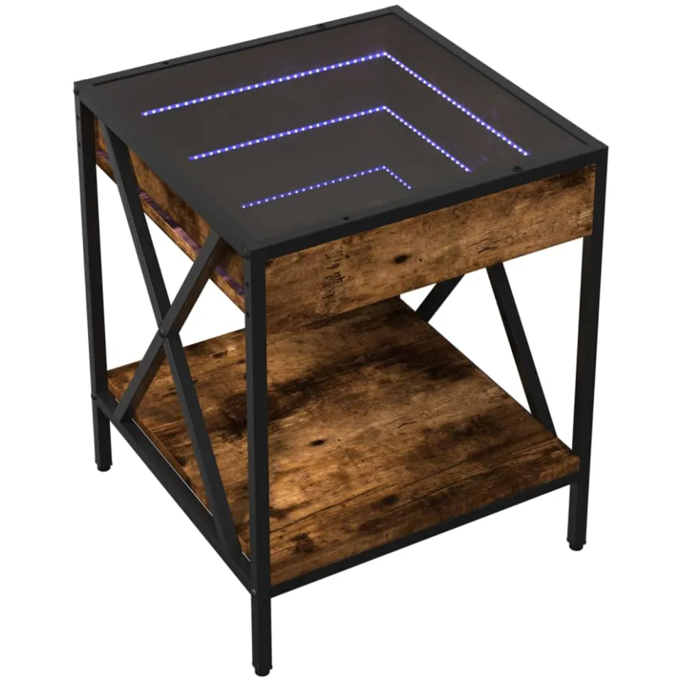 vidaXL Nachtkastje met Infinity LED 40x40x49 cm gerookt eikenkleurig Bruin
