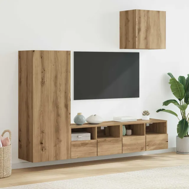 vidaXL TV Wandmeubels 4 st Artisan Eiken Bewerkt hout Bruin