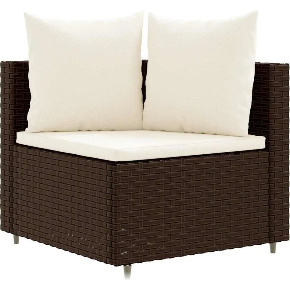 vidaXL 6-delige Loungeset met kussens poly rattan bruin